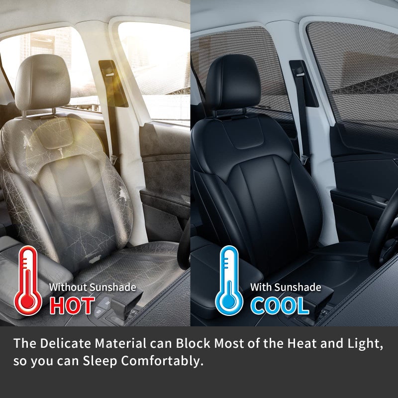 Aokway Magnetic Car Window Shades, Mesh Window Covers for Camping, UV Protection Car Curtains for Front & Rear Sunshade for car Window Baby, Universal Fit for Baby & Drivers (4Pcs) - Image 4